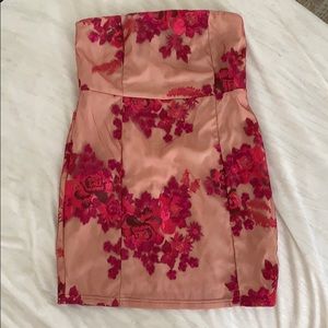 Strapless Floral Dress